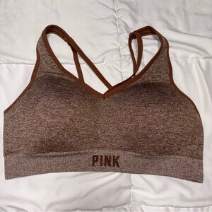 Pink by Victoria’s Secret seamless light lined sports bra size large brown tan